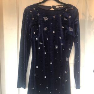 Mango velvet embroidered galaxy dress.